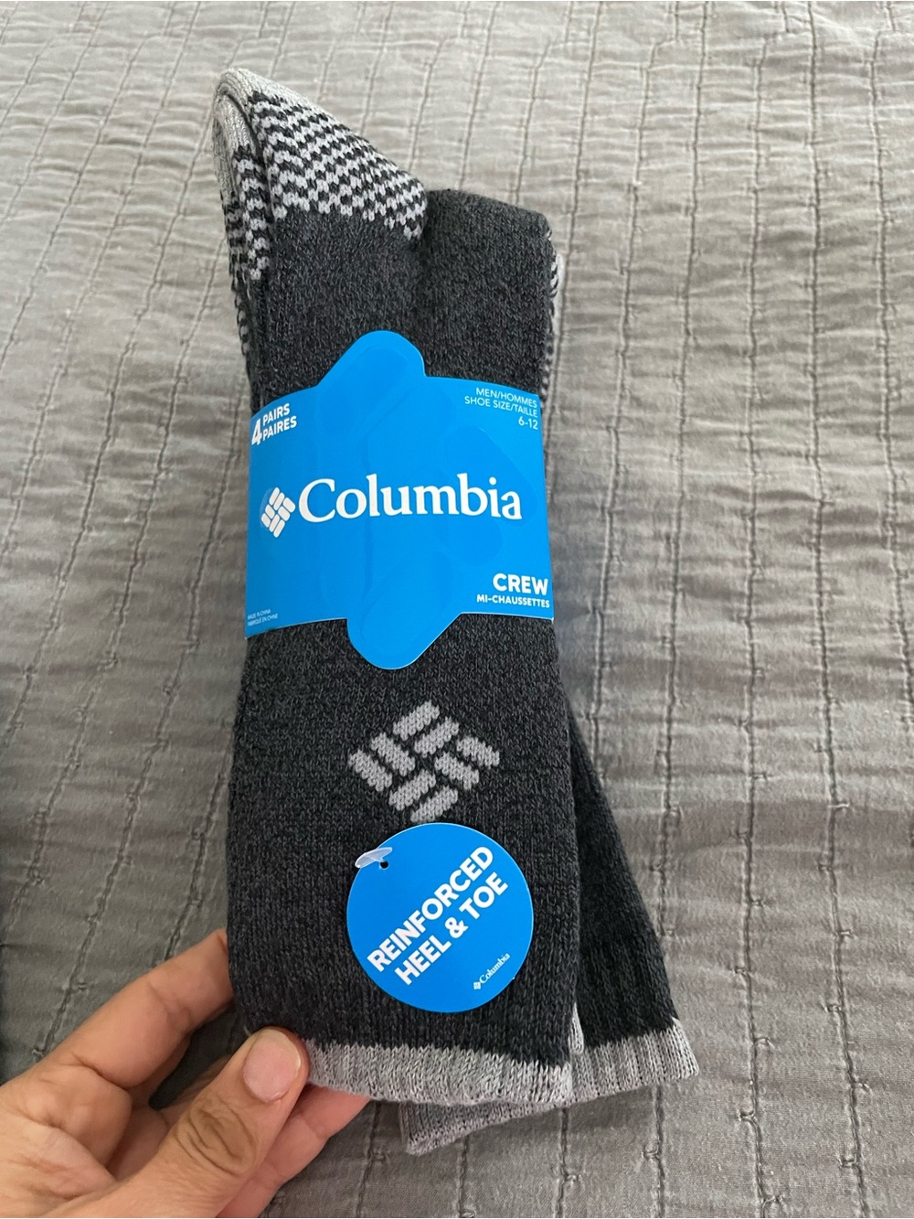 Columbia Gray & Light Gray Crew Socks - 4 Pack